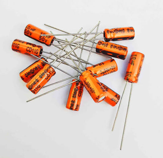 50V 10uF Electrolytic Capacitor – 5 x 11 mm – Keltron (Pack of 25)